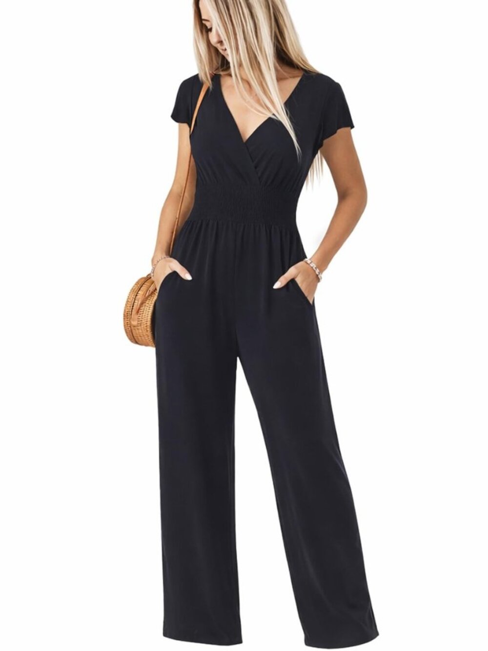 Shop LC Women Jumpsuit Flutter Sleeve Wide Leg
